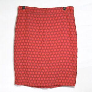 J.Crew The Pencil Skirt Coral Pink Polka Dot Knee Length Woman 4 Lined Back Zip